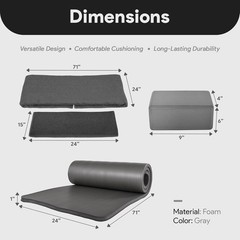 Balancefrom 7Pc Yoga Set 71x24x0.5″ Extra Thick Mat w/ Sling Bag