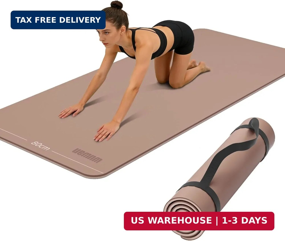 Wide Yoga Mat-80cm Non Slip Extra Thick 1/3” Fitness Exercise Mat TPE Material