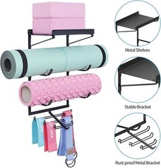 Yoga Mat Holder Wall Mount Yoga Mat Storage Rack Home Gym Accessories With 3 And