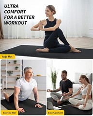 Yoga Mat for Women and Men, Extra Long and Wide Exercise 84″ x 30″ x 6mm Black