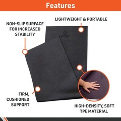 Body Sport 1/4″ Yoga Mat, Black – High-Density, Non-Slip Surface with Shock