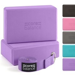 Yoga Blocks Twin Pack & FREE Yoga Strap, 2 Pack EVA Foam Blocks, Ro…