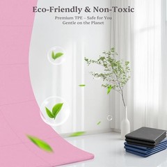 Foldable Yoga Mat Non Slip, Pilates Fitness Mats, 72″ x 24″ Extra 0.24″ Pink