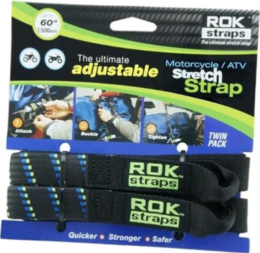 ROK Straps 10001 Adjustable Motorcycle/ATV Stretch Strap Tie-Downs, 60″