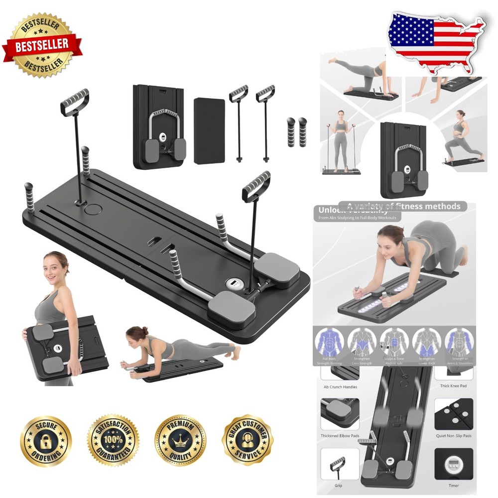 Pro Pilates Reformer Set: Foldable Board, 400lb Tension, All Levels Fitness