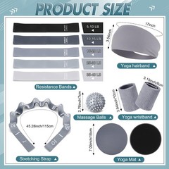 18 Pcs Home Pilates and Ring Circle Set Yoga Fitness Essentials Kit with 5 Re…