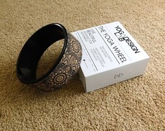Cork Yoga Wheel by Yoga Design Lab (12.6 diameter), mandala black, New