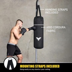Elite Sports Boxing Bag 4 FT – Heavy Duty Canvas Punching Bag with Straps