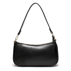 Shoulder Bag for Women Retro Vegan Leather Classic Clutch Tote HandBag Black