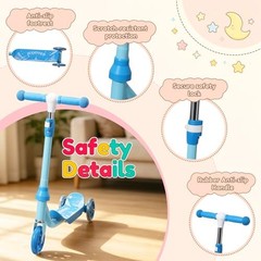 Blue Princess 3-Wheel Scooter for Kids 2-5 – Light Up with Blue