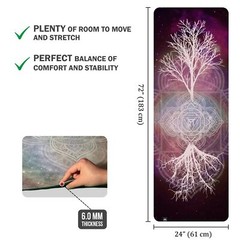 Hightop Yoga Mat, Tree-of-Life, 1/4″ Thick, Non Slip, Printed Design, With Ca…