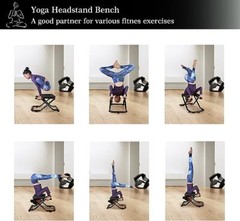 Black Yoga Headstand Bench Upside Down Chair for Balance Training Exercise US