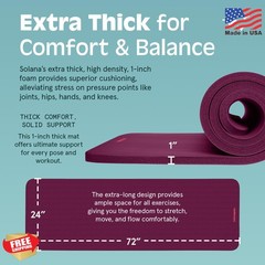 Retrospec Solana Yoga Mat 1″ Thick w/Nylon Strap for Men & Women – Non Slip Exer