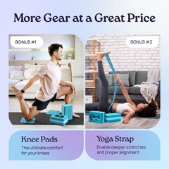 Deep-Zen® Yoga Blocks Wrist Support; 2 Pack with Knee Pads Blue