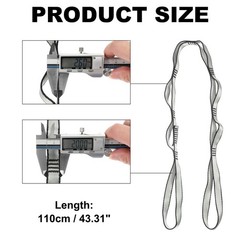25KN Daisy Chain Yoga Extend Belt 1.1M, Climbing Straps for Exercise, Grey