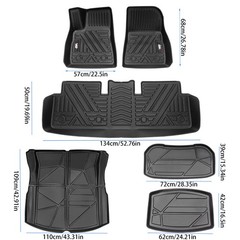 TPE Floor Mat For Tesla Model 3 2023-2025 6 PCS Waterproof Duty-Proof Fully Surr
