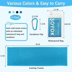 4 Packs 40 inches by 12 inches, Light Blue/Light Grey/Black/Royal Blue