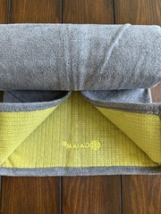 Gaiam Grippy Yoga Mat Towel Non-Slip Moisture-Absorbing 24×68 Gray/Green