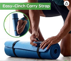Gaiam Essentials Thick Yoga Mat w/ Easy-Cinch Carry Strap Gray Exercise Fitness