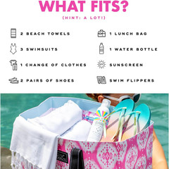 Deano Large Lightweight Beach Tote with Zip Pocket – Folds Flat for Easy Storage