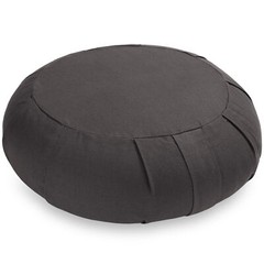 15″ Round Organic Cotton Buckwheat Hull Meditation Cushion – Gray