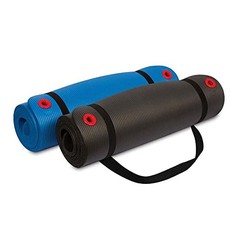 1/2 Inch Non-Slip Exercise Mat with Carry Strap for Men & Women 56-Inch Black
