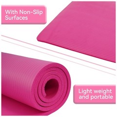 Fitvids 1/2-Inch Thick High Density Exercise Yoga Mat, Carrying Strap, Pink