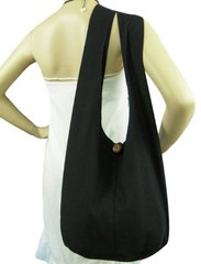 BTP! Thai Monk Buddha Cotton Sling Crossbody Messenger Bag Shlouder Black M2