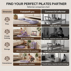 Foldable Pilates Reformer with Resistance Bands for Home Full Body Workout