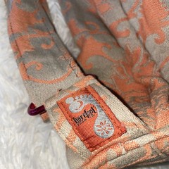 Barefoot Damask Floral Cotton Yoga Mat Bag Adjustable Strap Orange & Gray