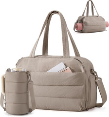 2 Set Gym Bag for Women, Yoga Bag with Water Bottle Holder, Camel | for Yoga Tra