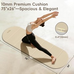 Foldable Yoga Mat 10mm Extra Thick, 75″x26″ Large, SGS-Certified Non-Slip TPE…