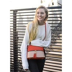 Lunar Lightweight Medium Dome Crossbody Bag Shoulder Bag with Orange / Clay