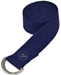 Handwoven Cotton Yoga Strap Extra Long with D-Ring Yoga Belt Blue