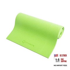 Yoga Mat with Carry Strap for Yoga Pilates Fitness 1/4 inch (6 mm) Lime Green