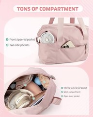 Small Gym Bag with Yoga Mat Holder, Wet Pocket and a Separate Pouch, Small Pink