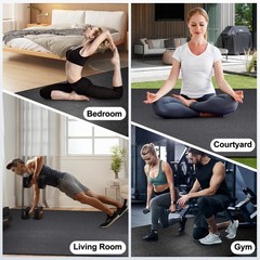 BesWin Large Exercise Mat 8′ x 4′(6mm), Extra Thick x 4′, x 4′ -Black