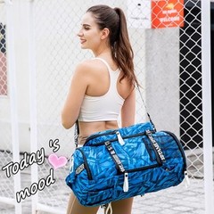 Gym Duffle Bag Backpack with Shoe Compartment,4 ways Travel Backpack for Blue