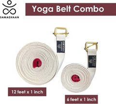 Yoga Strap with Durable Brass Buckle Adjustable Cotton Belt for Daily Stretching