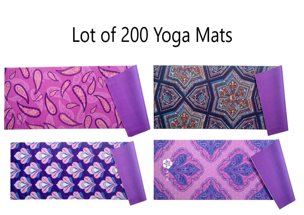 Lot of 200 Yoga Pilates Exercise Mats – 4mm 68″ x 24″ – Non Slip w/ Carry Strap
