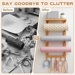 4 Tier Wooden Yoga Mat Holder Wall Mount, Yoga Mat Storage Rack, Home Gym Equ…