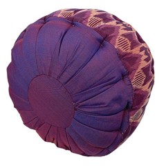 Yoga Meditation Zafu Throw Pillow Cushion Hand loomed Ikat Berry kapok fill