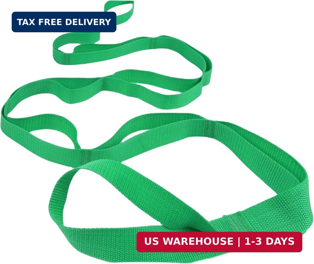 Stretching Strap Yoga Straps for Physical Therapy, 10 Loops Non-Elastic Green