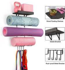 VINAEMO Yoga Mat Holder Accessories Wall Mount Organizer Black (matel)