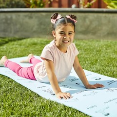 Kids Yoga Mat 24 Illustrated Poses 5mm Thick NonSlip 68×24 Inch Home School