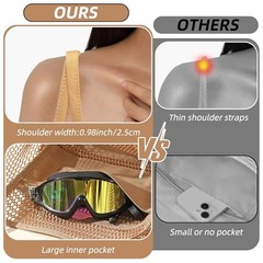 Beach Bags for Women, Mesh Beach Bag Tote, Summer Travel Foldable Pool Khaki