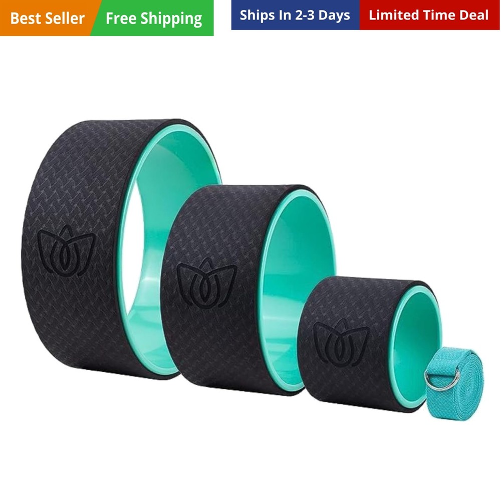 Yoga Wheel 3-Pack – Back Stretcher and Back Roller for Back Pain, Yoga Roller…