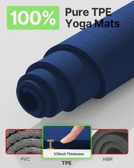YOTTOY Large Yoga Mat (75 * 52 * 1/2inch),Extra Wide TPE 75*52*1/2inch, Blue