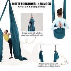 Aerial Silk Yoga Hammock Kit 11 Yards 100gsm Nylon 2204lb Green