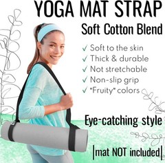 Versatile 2-in-1 Yoga Mat Strap – 64 In, 30+ Colors, Eco-Friendly Cotton Design